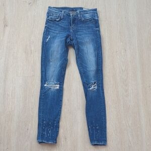 Blue Skinny Distressed Jeans with Stretch